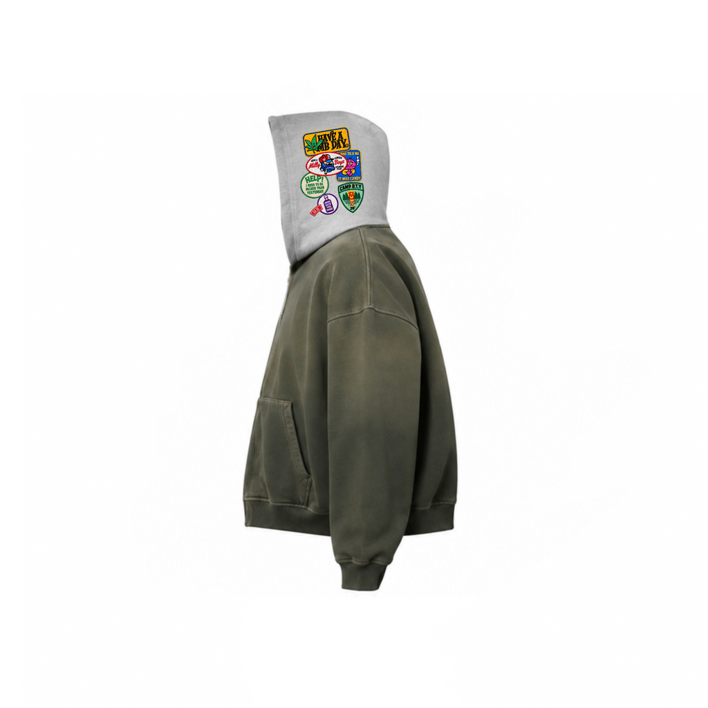 MB PATCHWORK (DOUBLE PANEL ZIP UP GREEN)