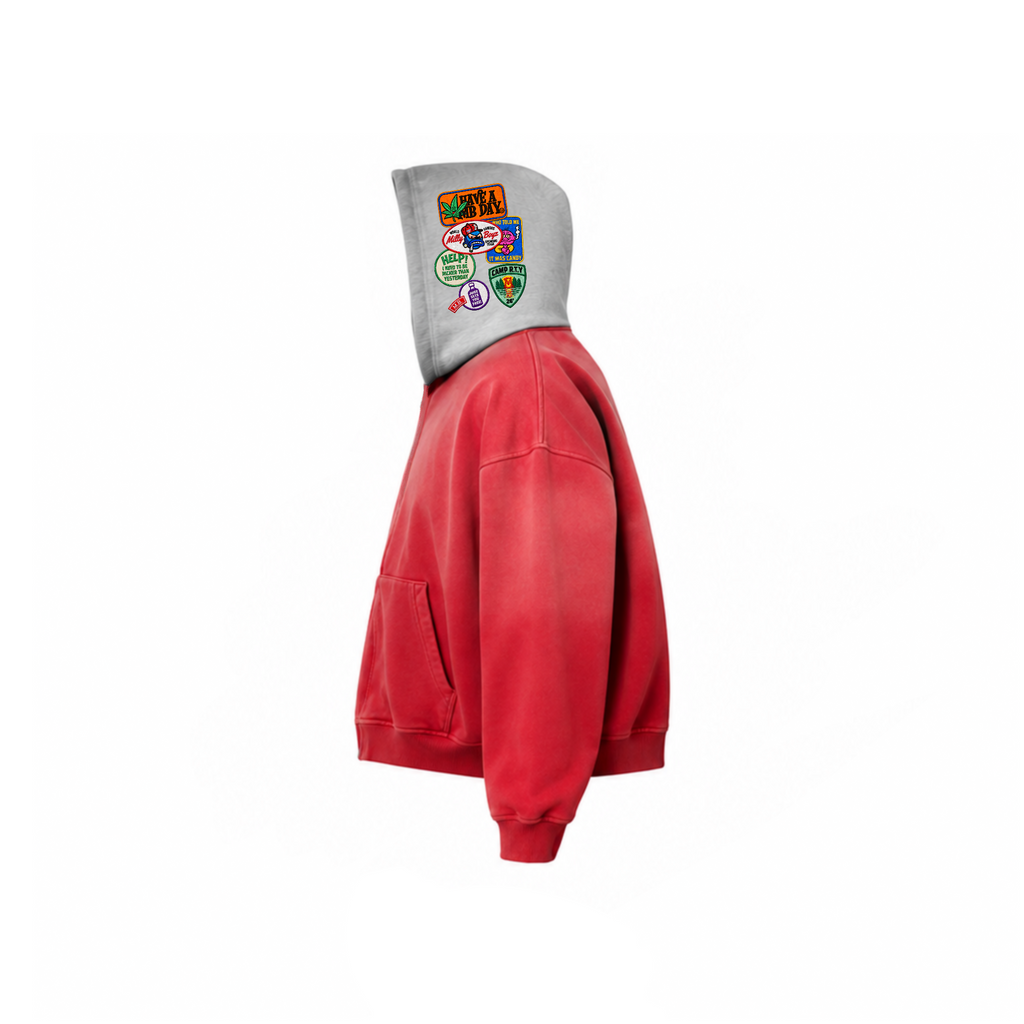 MB PATCHWORK ( TWO PANEL ZIP UP RED)