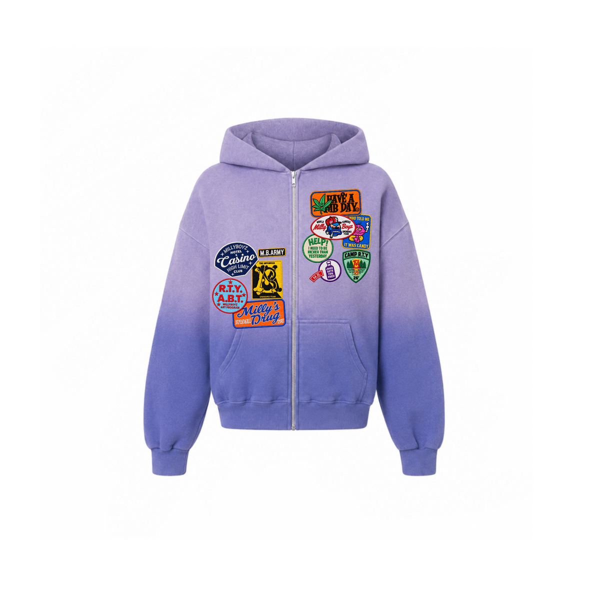 MB PATCHWORK (BRIGHT PURPLE SUNFADE ZIP UP)