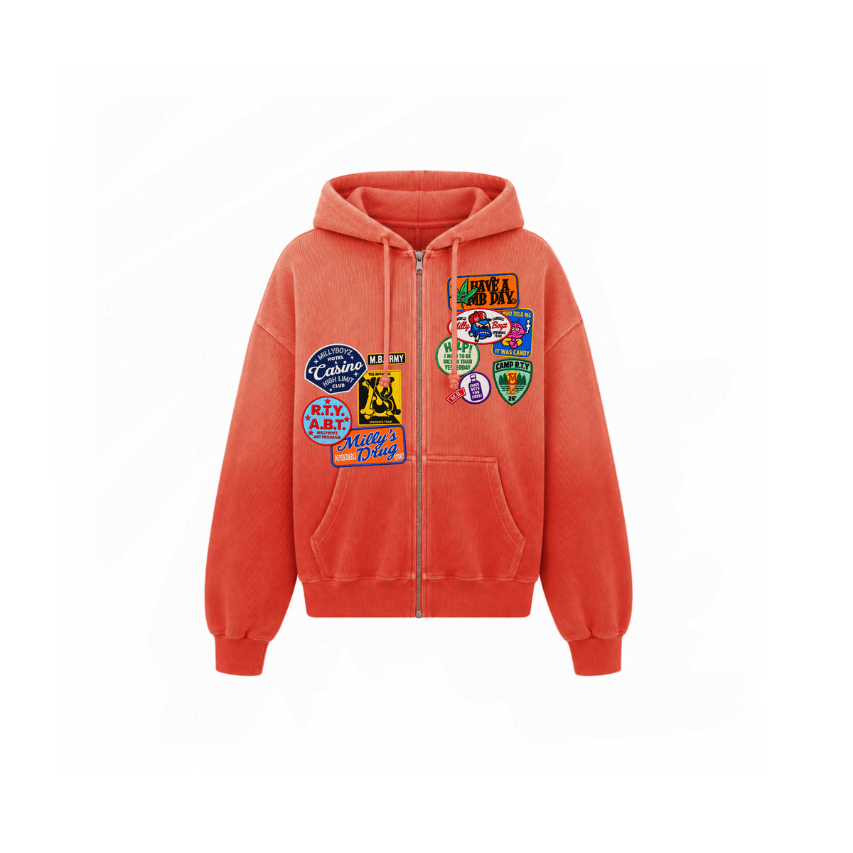 MB PATCHWORK ( THERMAL RED SUNFADE ZIP UP)